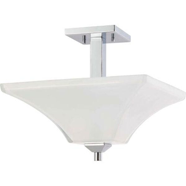 Parker Polished Chrome Two-Light Semi Flush Mount with Sandstone Etched Glass, image 1