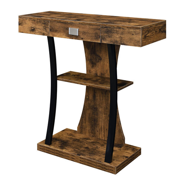 Newport Harri Barnwood and Black One Drawer Console Table with Shelves, image 3