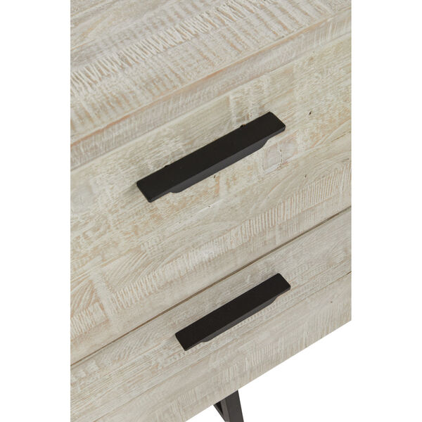 Avery Ash White and Textured Black Industrial Two Drawer Desk, image 2