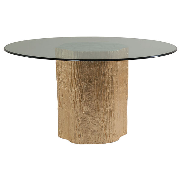 Signature Designs Gold Leaf Trunk Segment Round Dining Table With Glass Top, image 1