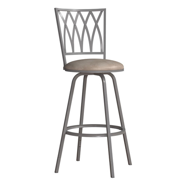 Flanery Silver And Dark Gray Swivel Adjustable Stool With Nested Leg, Set Of Two, image 2