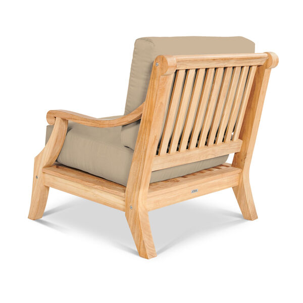 Sonoma Natural Teak Deep Seating Outdoor Club Chair with Sunbrella Fawn Cushion, image 2