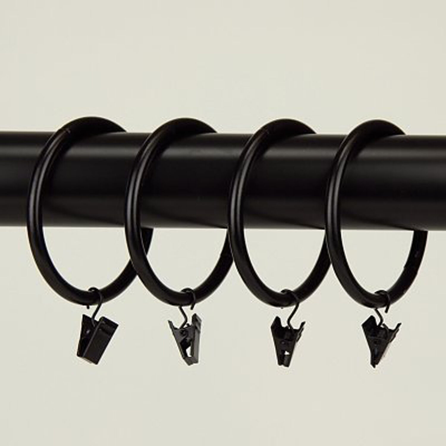 Black 2-1/2 Inch Heavy Duty Curtain Clip Rings, Set of 10