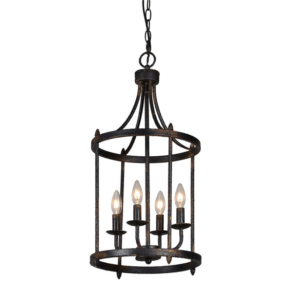 Libby Distressed Black Four-Light Chandelier, image 1