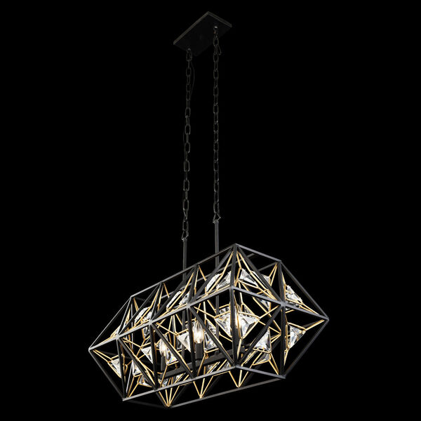 Marcia Matte Black and French Gold Three-Light Linear Pendant, image 4