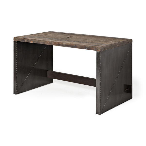 Orwell Brown Solid Wood Cladded Frame Writing Desk, image 1