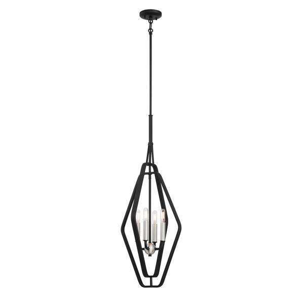 Sand Coal and Brushed Nickel Four-Light 14-Inch Foyer Pendant, image 1