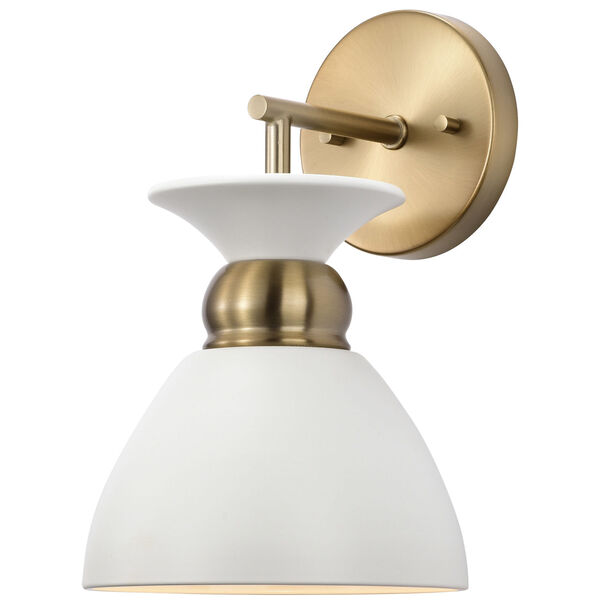 Perkins Matte White and Burnished Brass One-Light Wall Sconce, image 2