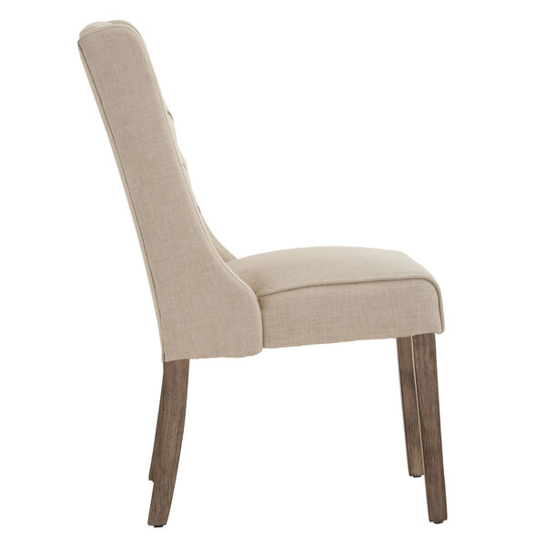 Donna Beige Tufted Linen Upholstered Dining Chair, Set of Two, image 3