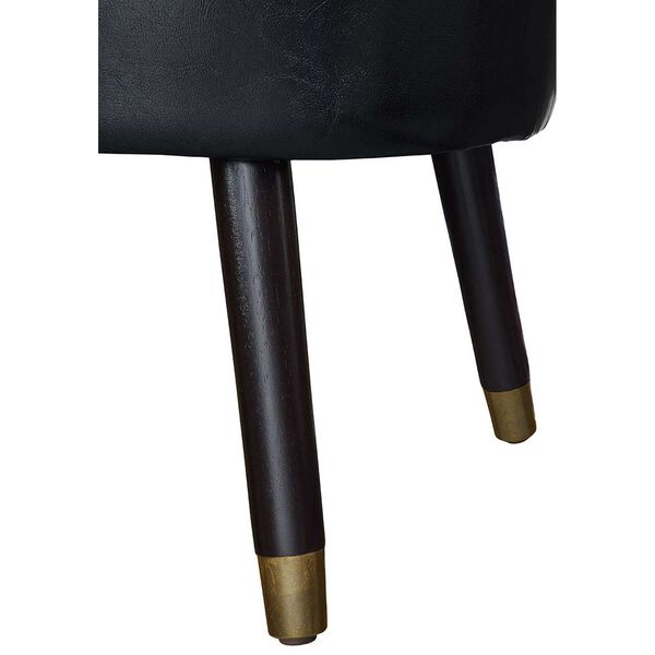 Designs4Comfort Mid Century Black Faux Leather Oval Ottoman Stool, image 4