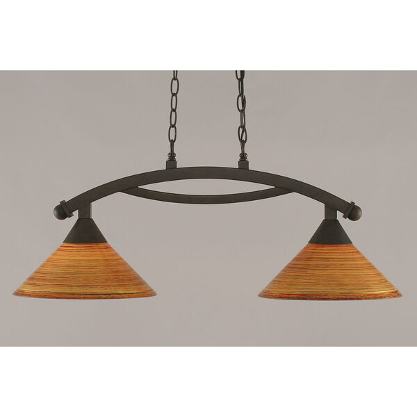 Bow Bronze 12-Inch Two Light Island Bar with Fire Saturn Glass, image 1