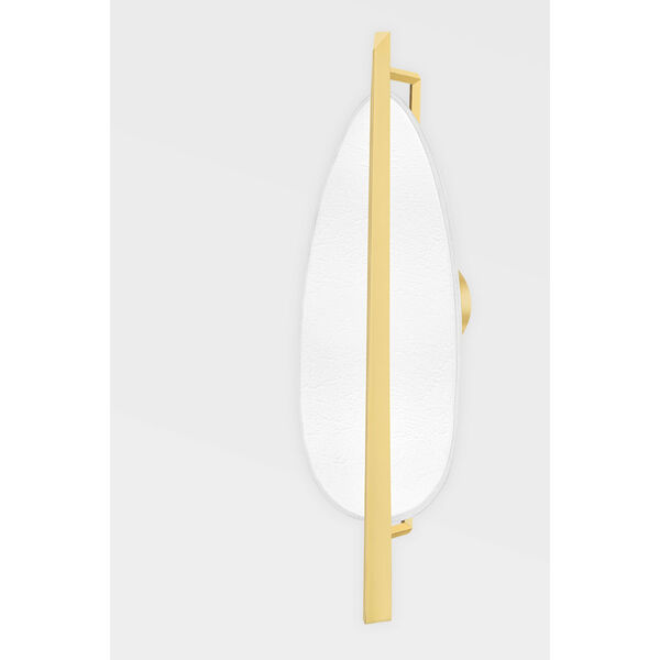Ithaca Aged Brass and White Plaster Integrated LED Wall Sconce, image 2