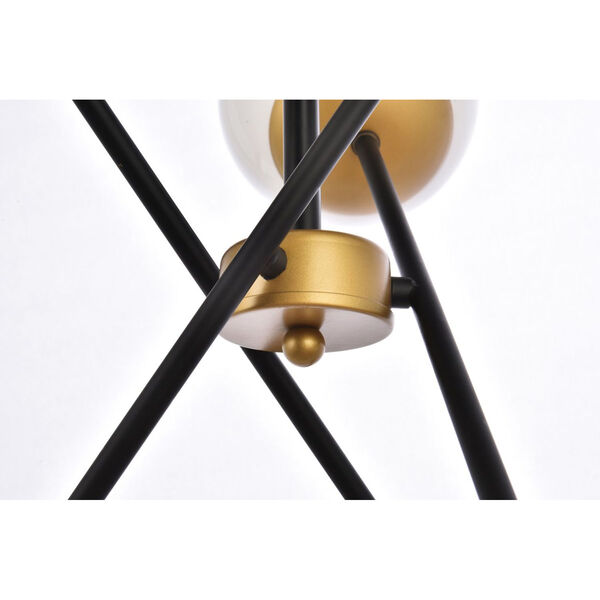 Axl Black and Brass Six-Light Pendant with White Shade, image 4