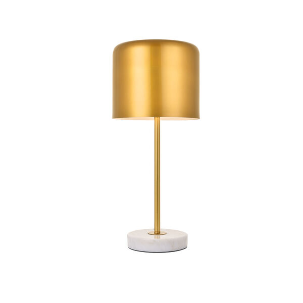 Exemplar Satin Gold and White Nine-Inch One-Light Table Lamp, image 1