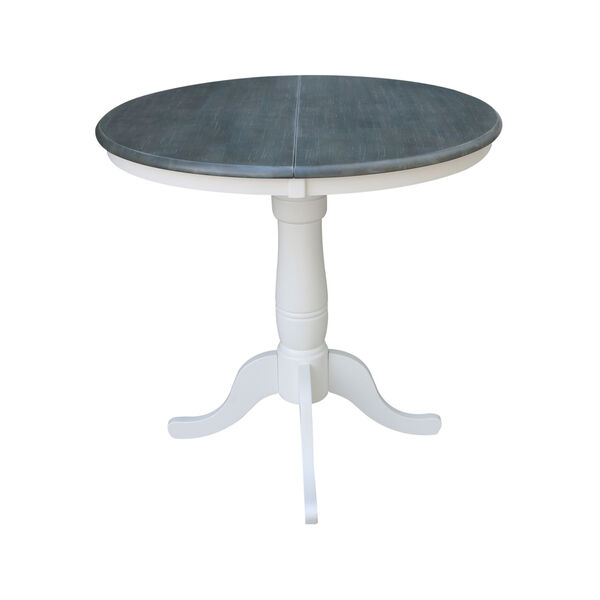White and Heather Gray 36-Inch Width Round Top Counter Height Pedestal Table With 12-Inch Leaf, image 3
