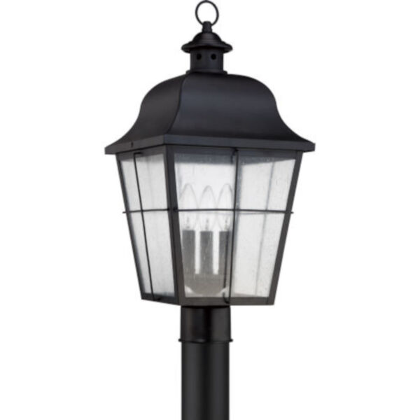 Bryant Black Three-Light Outdoor Post Mount with Clear Seedy Glass, image 2