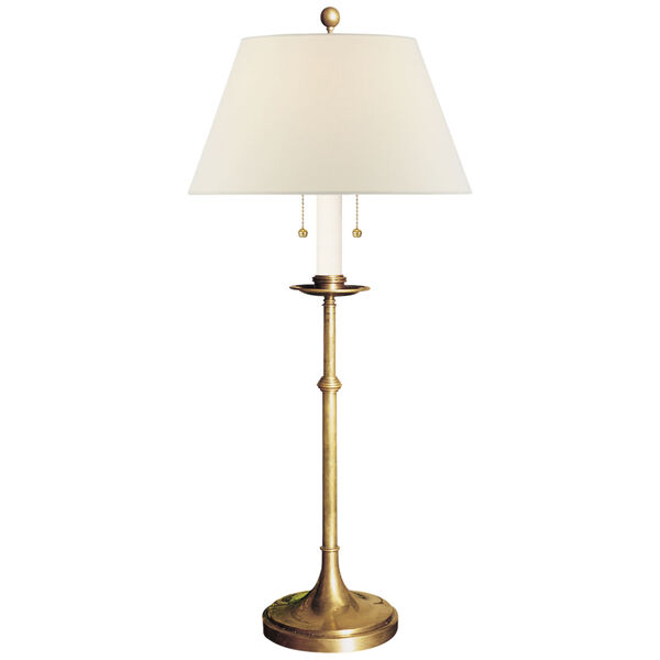 Dorchester Club Table Lamp in Antique-Burnished Brass with Linen Shade by Chapman and Myers, image 1