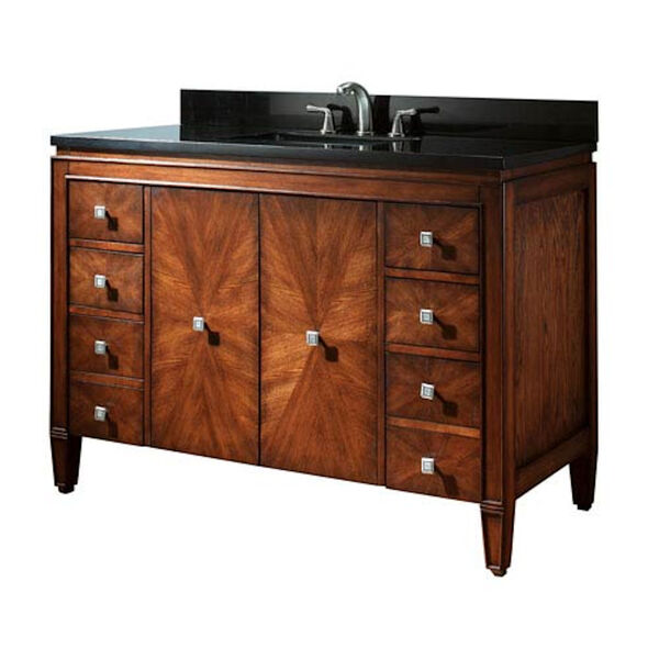 Brentwood 49-Inch New Walnut Vanity with Black Granite Top, image 1