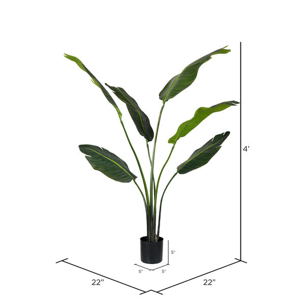 Green Potted Travelers Palm with 6 Leaves, image 2