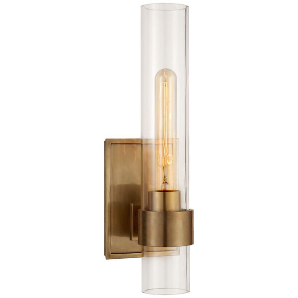 Presidio Petite Sconce in Hand-Rubbed Antique Brass with Clear Glass by Ian K. Fowler, image 1