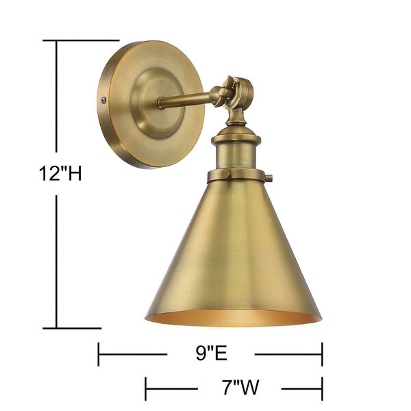 Nora Warm Brass One-Light Wall Sconce, image 2