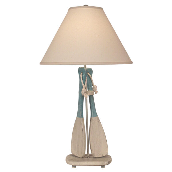 Coastal Living Turquoise Sea One-Light Two-Paddle Table lamp with Rope, image 1