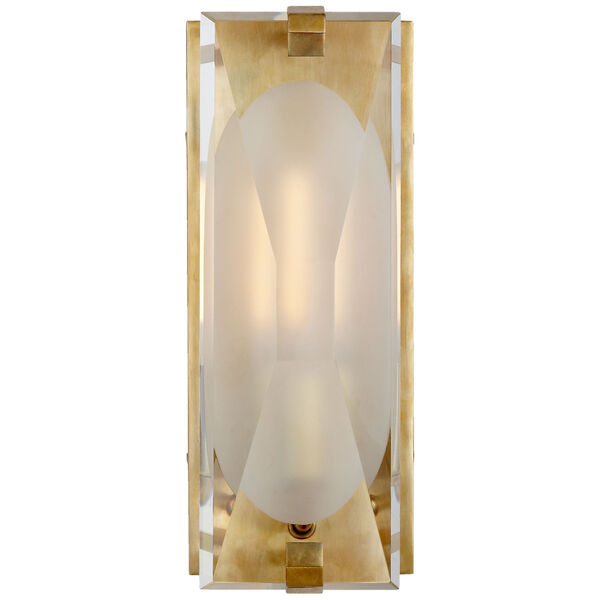 Castle Peak Small Bath Sconce in Soft Brass with Etched Clear Glass by kate spade new york, image 1