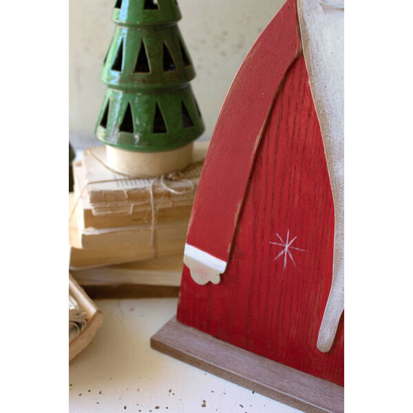 Multi Matte Painted Wooden Santa on a Stand, image 6