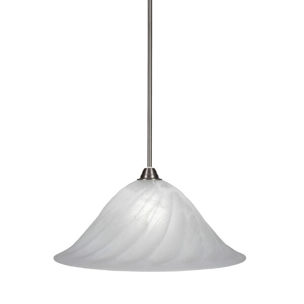 Paramount Brushed Nickel One-Light 20-Inch Pendant with Alabaster Swirl Glass, image 1