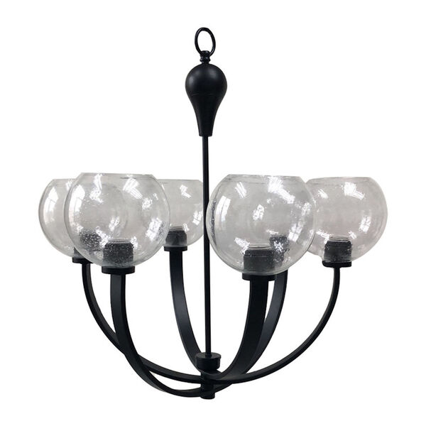 Orion Black Six-Light Chandelier with Clear Seeded Glass, image 1