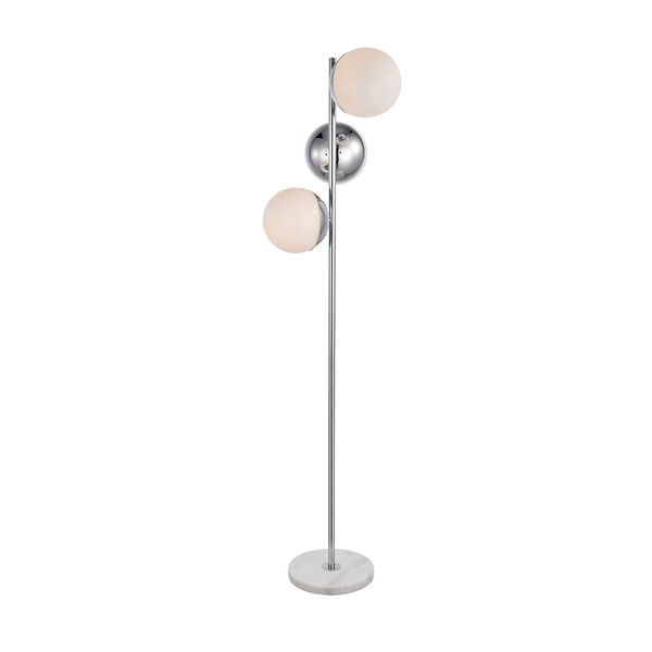 Eclipse Chrome and Frosted White Three-Light Floor Lamp, image 3
