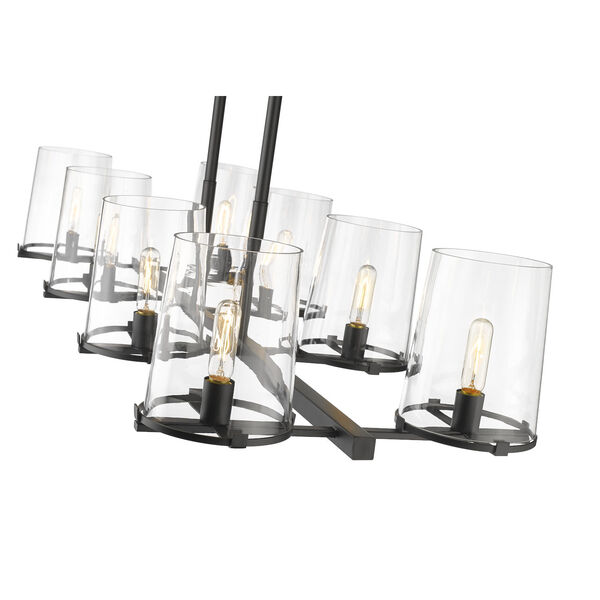 Callista Matte Black Eight-Light Chandelier with Clear Glass Shade, image 6