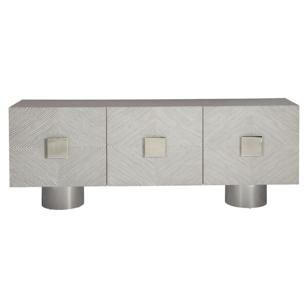 Ciara Polished Stainless Steel and Beige Entertainment Credenza, image 1
