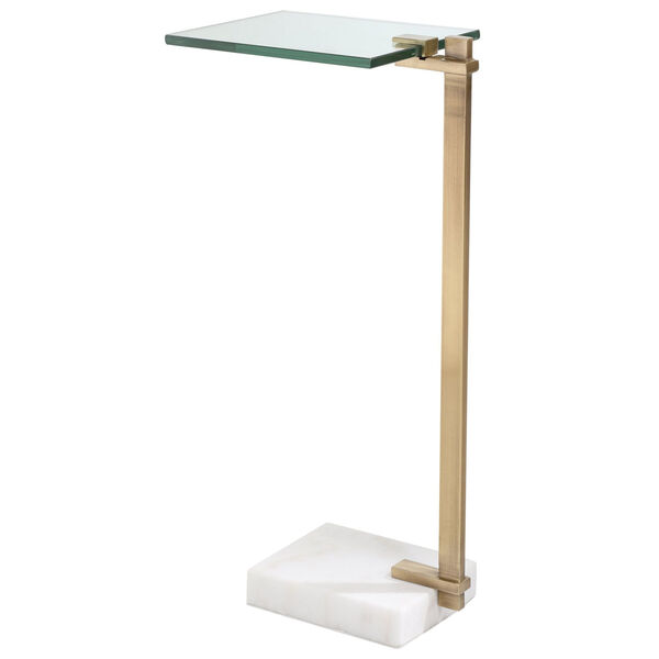 Butler Brushed Brass and White Accent Table, image 6