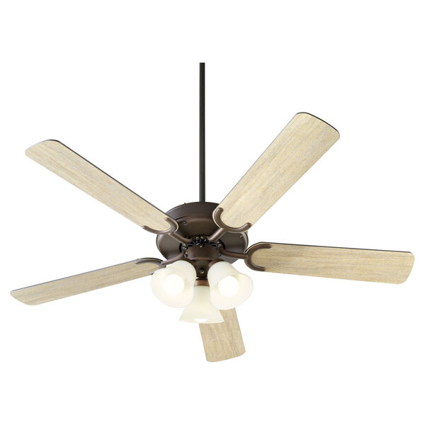 Virtue Oil Bronze Three-Light 52-Inch Ceiling Fan with Satin Opal Glass, image 3