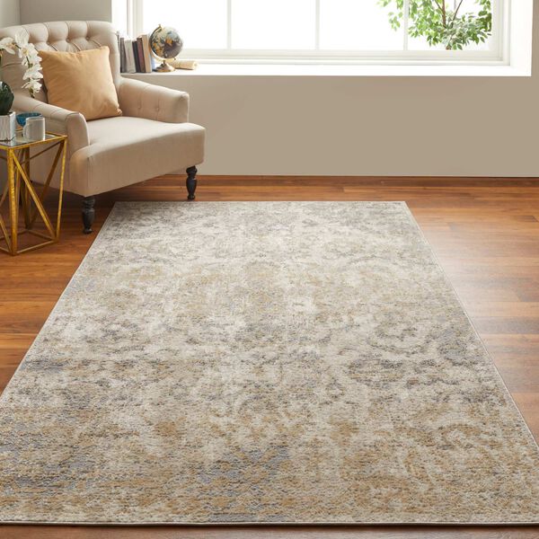 Camellia Classic Medallion Gray Ivory Gold Rectangular 4 Ft. 3 In. x 6 Ft. 3 In. Area Rug, image 3