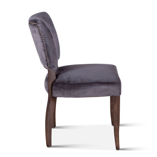 Portia Asphalt Gray and Weathered Teak Velvet Side Chair, Set of 2, image 4