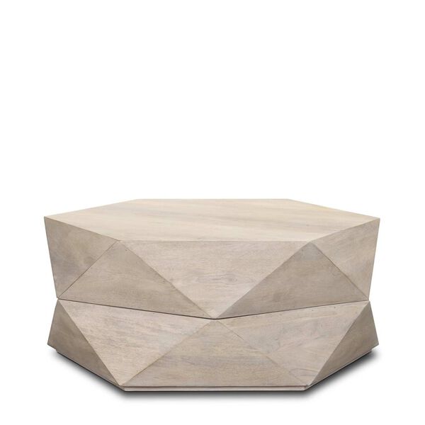 Arreto White Hexagonal Hinged Wood Top and Base Coffee Table, image 1