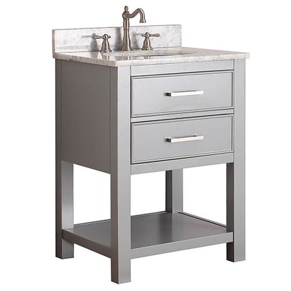Brooks Chilled Gray 24-Inch Vanity Combo with Carrera White Marble Top, image 2