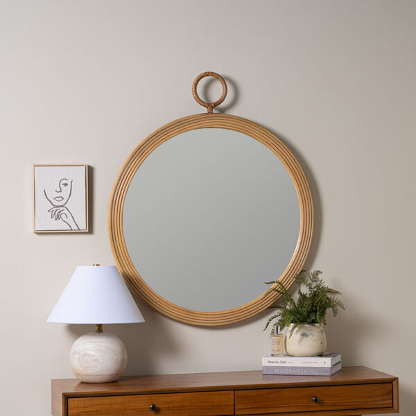 Deena Natural Rattan 39 x 32-Inch Wall Mirror, image 1