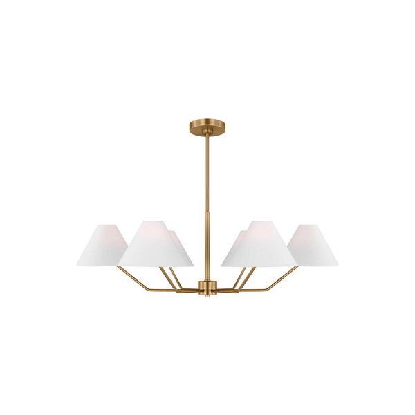 Burke Satin Brass Six-Light Large Chandelier by Drew and Jonathan, image 1
