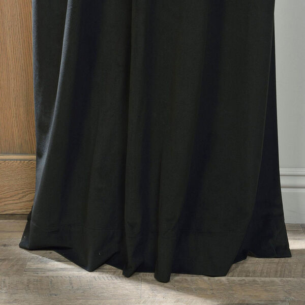 Signature Warm Black Blackout Velvet Pole Pocket Single Panel Curtain 50 x 96, image 5