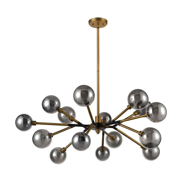Starting Point Aged Brass and Matte Black 15-Light Chandelier, image 2