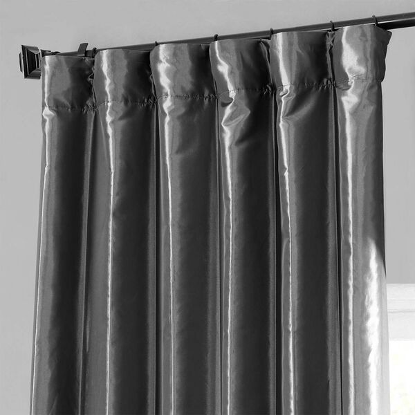 Graphite Faux Silk Taffeta Single Panel Curtain 50 x 120, image 3