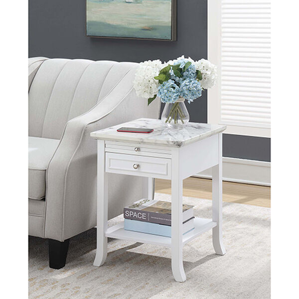 American Heritage Logan White End Table with Drawer and Slide, image 4
