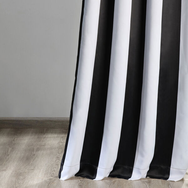 Awning Black and Fog White Stripe Single Panel Curtain 50 x 84, image 3