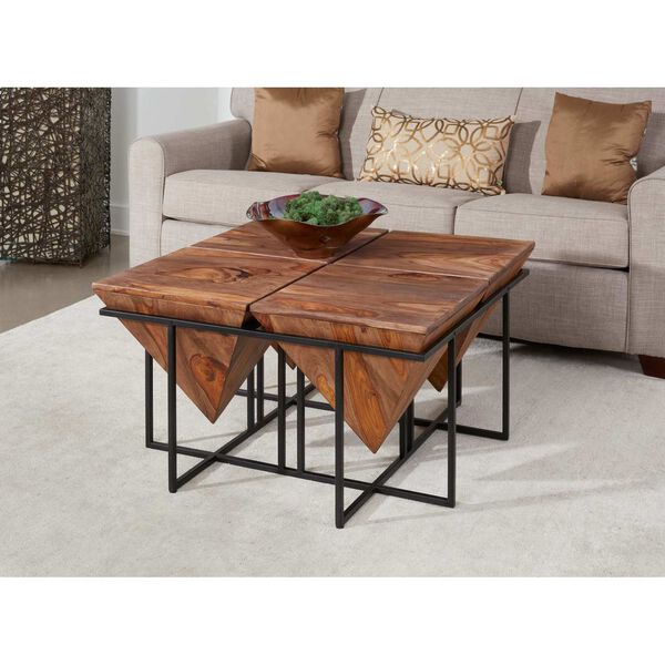 Brownstone Nut Brown and Black Square Pyramid Cocktail Table, image 2