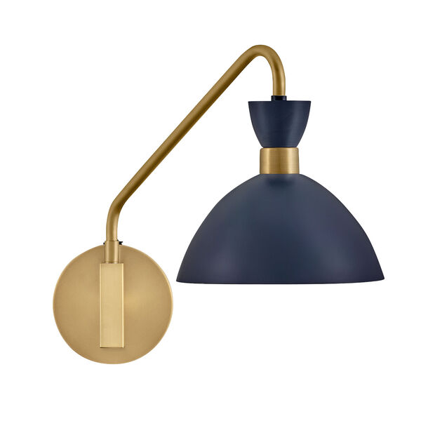 Simon Matte Navy with Heritage Brass Accents One-Light Wall Sconce, image 5