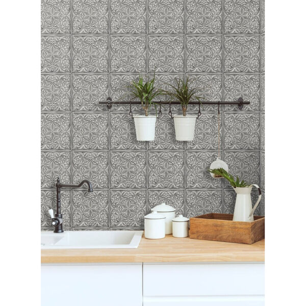NextWall Faux Embossed Tile Peel and Stick Wallpaper, image 5