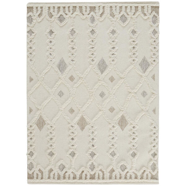 Anica Moroccan Wool Ivory Tan Rectangular: 4 Ft. x 6 Ft. Area Rug, image 1